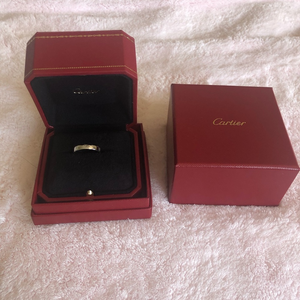 Listing ends Monday 10.9. Platinum Cartier Happy Birthday Ring! Pristine! - Picture 1 of 6